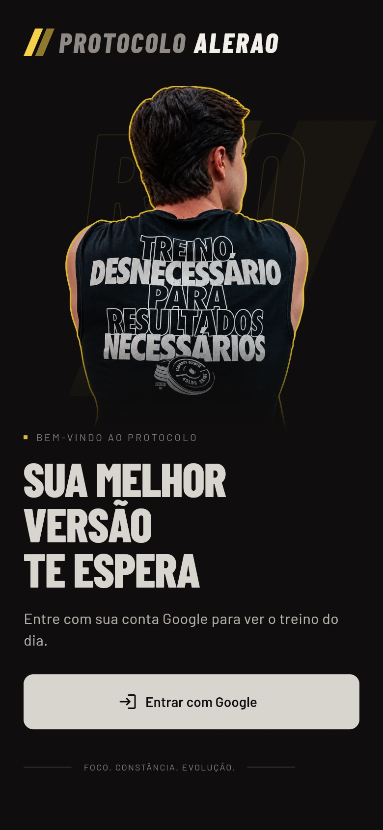 Tela de entrada do app com o botão Entrar com Google
